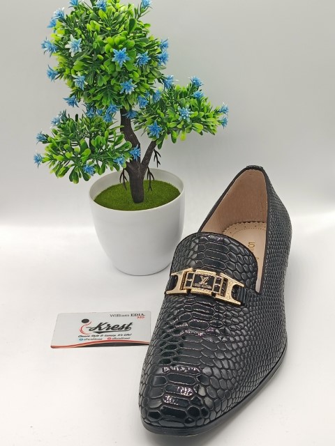 Vuitton Snake-skin Black Corporate Shoe - iKrest