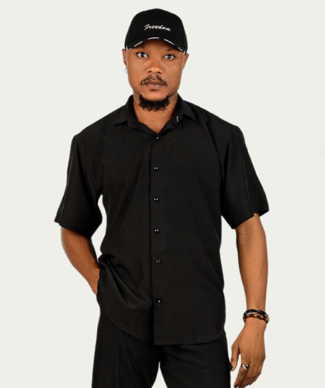 Black Silk Male Corporate One-piece Shirt