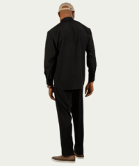 Black Silk Male Corporate One-piece Long Sleeve Shirt