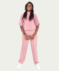 Pink Close Neck Female Two-piece