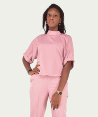 Pink Close Neck Female Two-piece