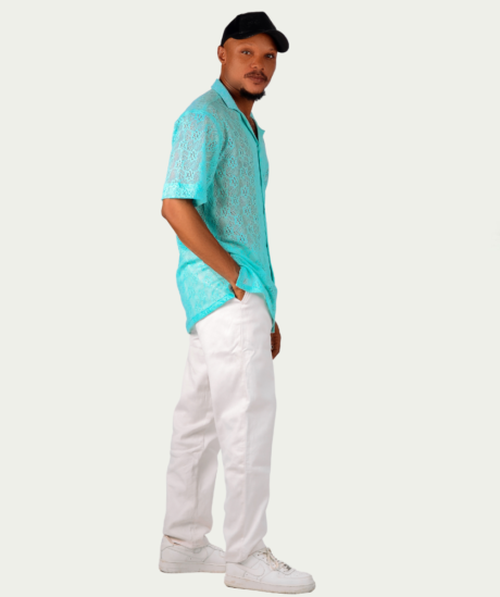 Sky Blue Male Net Transparent Shirt