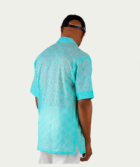 Sky Blue Male Net Transparent Shirt