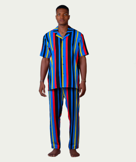 Multicolored Stripe Men's Two-piece