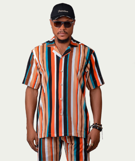 Multicolored Stripes Men's Vintage Two-piece