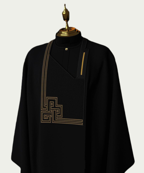 Black geometric Traditional Embroidered Attire - ikrest