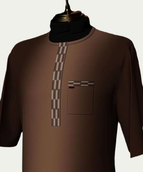 Brown Bear Traditional Kaftan with Flap Embroidery - ikrest