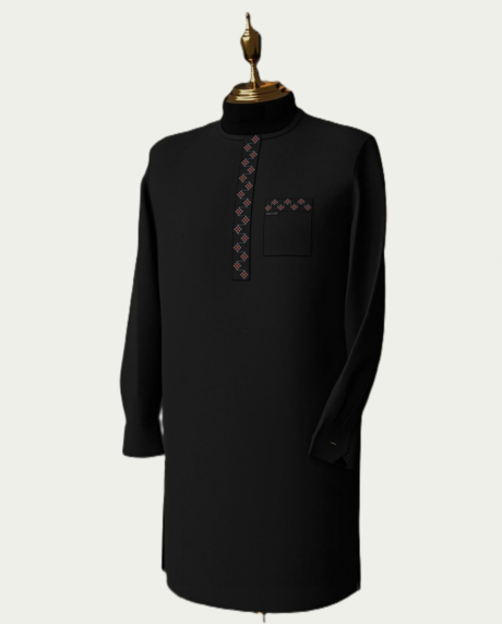 Charcoal Black Traditional Kaftan - ikrest