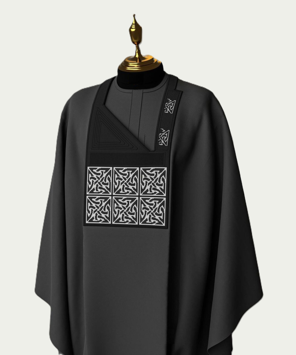 Dark Grey Traditional Agbada with Embroidery - ikrest