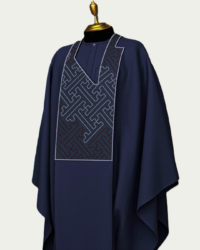 Dark-blue Traditional Agbada with Embroidery - ikrest