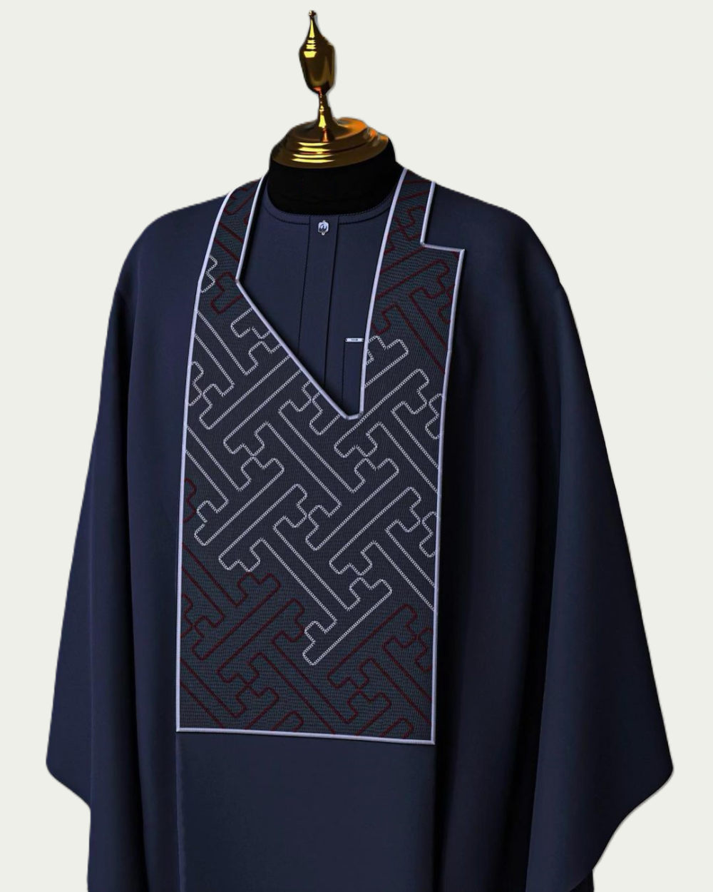 Dark-blue Traditional Agbada with Embroidery - ikrest