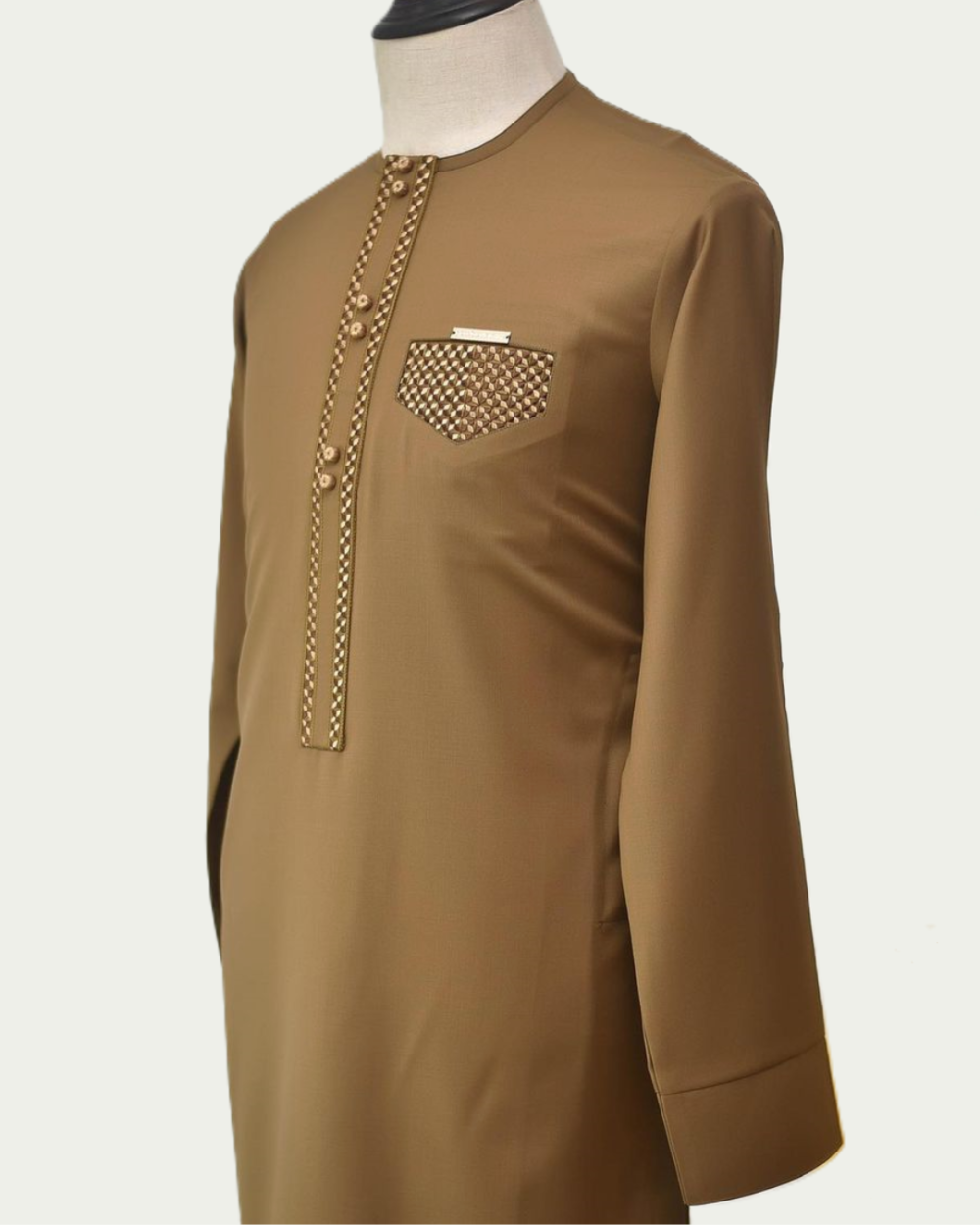 Dust Brown Kaftan with Embroidered flap - ikrest
