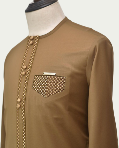 Dust Brown Kaftan with Embroidered flap - ikrest