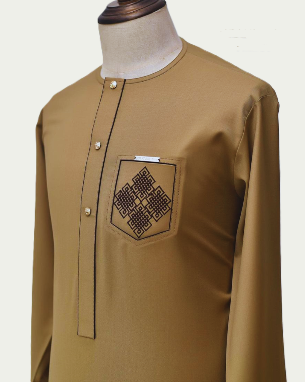Dust Brown Kaftan with Embroidered pocket and flap - ikrest 2
