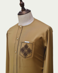 Dust Brown Kaftan with Embroidered pocket and flap - ikrest 2