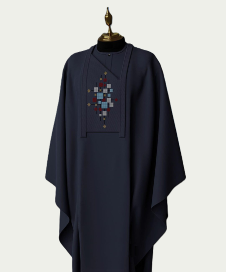 Ebony Clay Blue Traditional Agbada - ikrest