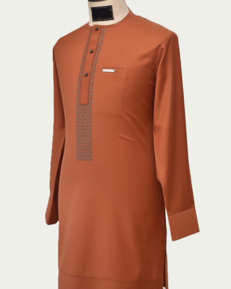 Elegant Orange Traditional Kaftan with Detailed Embroidery -ikrest 2