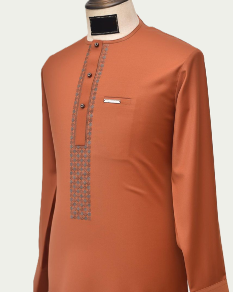 Elegant Orange Traditional Kaftan with Detailed Embroidery -ikrest 2