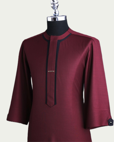 Elegant Maroon three-quarter male Kaftan