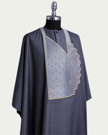 Grey Elegant Traditional Embroidered Agbada