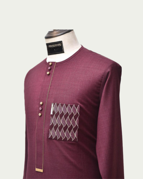 Maroon-Wave-Pocket-Kaftan iKrest