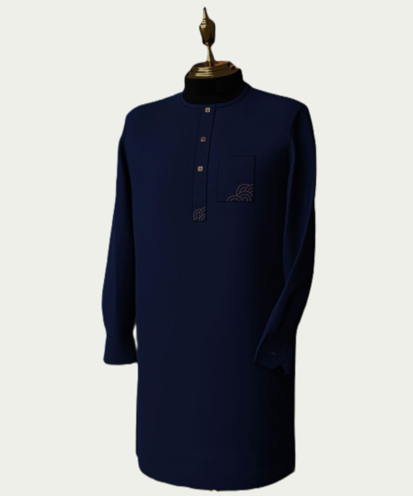 Mirage Blue Traditional Long Sleeve Kaftan - ikrest 1