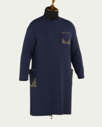 Navy-Blue Kaftan with Embroidered Pockets