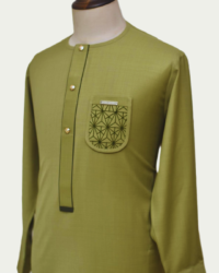 Orangy Yellow Male Embroidered Kaftan