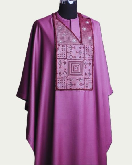 Purple Elegant Embroidered Detailed Traditional Agbada - ikrest