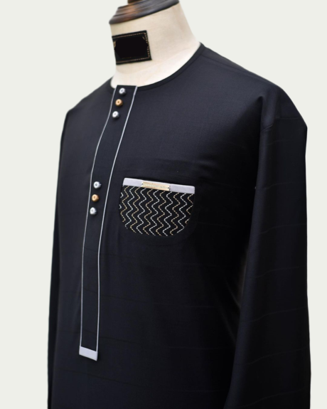 Six-Button-Flap-Black-Kaftan-iKrest