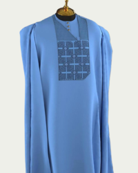 Sky-Blue Nigerian Agbada with Unique Embroidery - ikrest