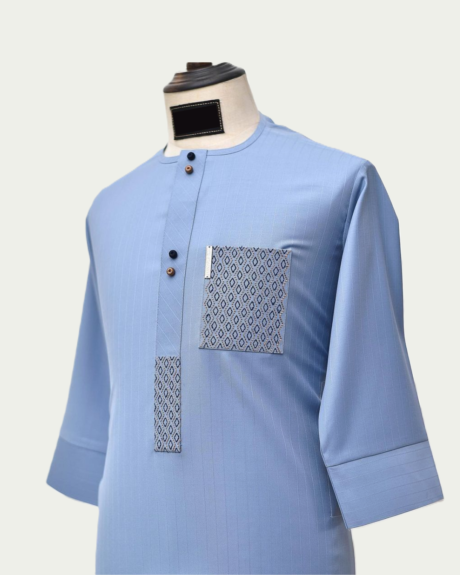 Sky-Blue-Wave-Pocket-Kaftan-iKrest