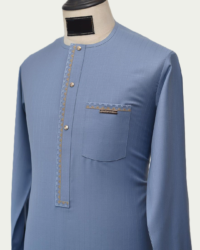 Sky-blue Stripe Long-sleeved Kaftan - ikrest 1