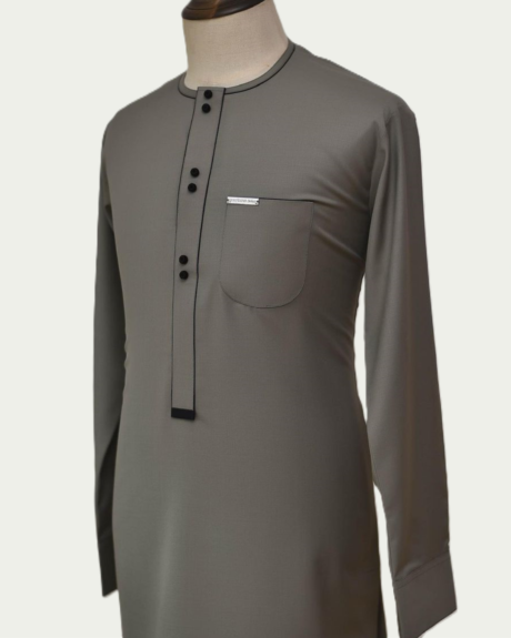 Three Button Light Grey Male Kaftan - ikrest