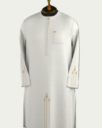 Cream White Kaftan with Embroidered Flap and hands - Kaftan