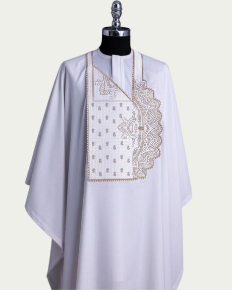 White Monogram Detailed Agbada - iKrest 1