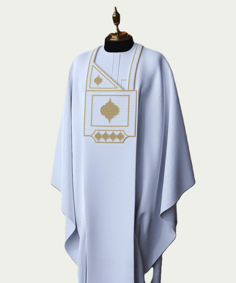 White Traditional Agbada with Embroidery- ikrest