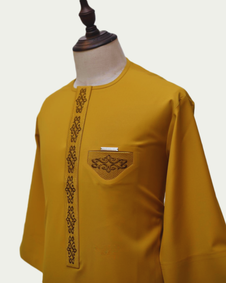 Yellow Embroidered male Kaften