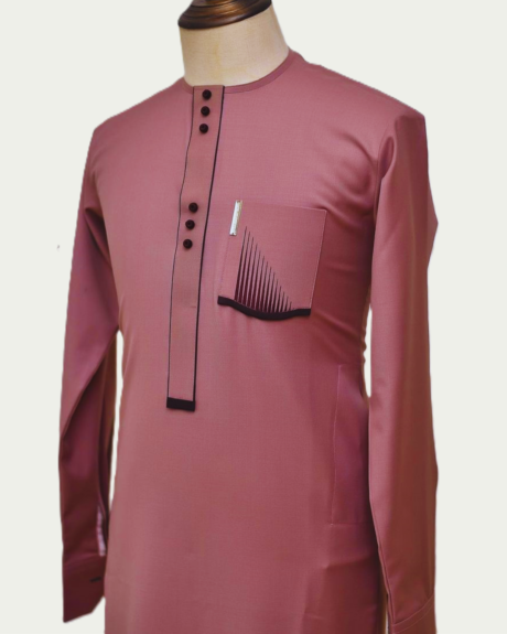 three Button Pinkish Red male Kaftan - ikrest