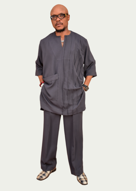 Grey Vertical Stitched Two-Piece - ikrest