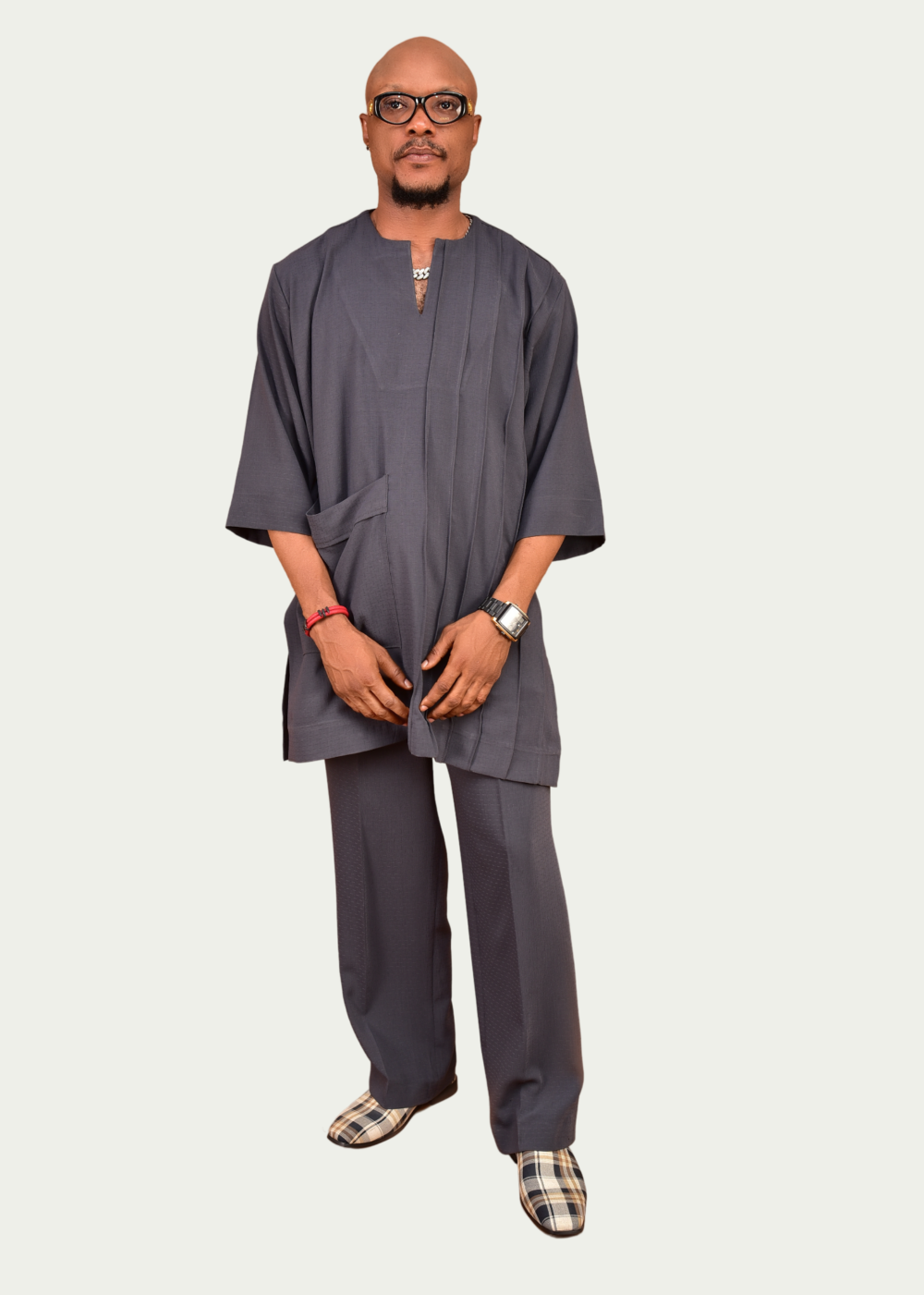 Grey Vertical Stitched Two-Piece - ikrest